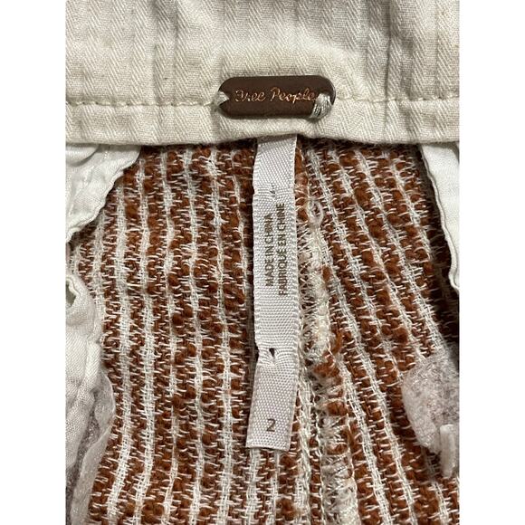 Free People Sunrise Crop Striped Jogger Pants Tie Waist Womens Sz 2 Orange Cream - Picture 9 of 14